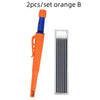 Orange B mechanical carpenter pencil with built-in sharpener shown vertically