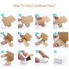 A step-by-step guide showing how to fold a cardboard box into a finished gift box.