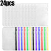 24 pieces of clear PVC zipper binder pockets for cash and small items in various colors