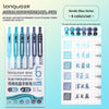 A set of six Nordic Blue series acrylic painting gel pens with various colors and ink capacities.