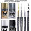 Set of acrylic marker pens in gold, silver, white, and black for various materials