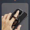 A hand is using a finger ring buckle to instantly transform a phone into a bracket for multi-functional use.