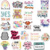 A collection of inspirational quote stickers featuring phrases like be kind yes you can and smile.