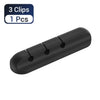 Black silicone cable organizer and winder set with three clips included