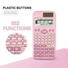 A pink scientific calculator with a display showing Mean (D:D40), featuring 552 functions.