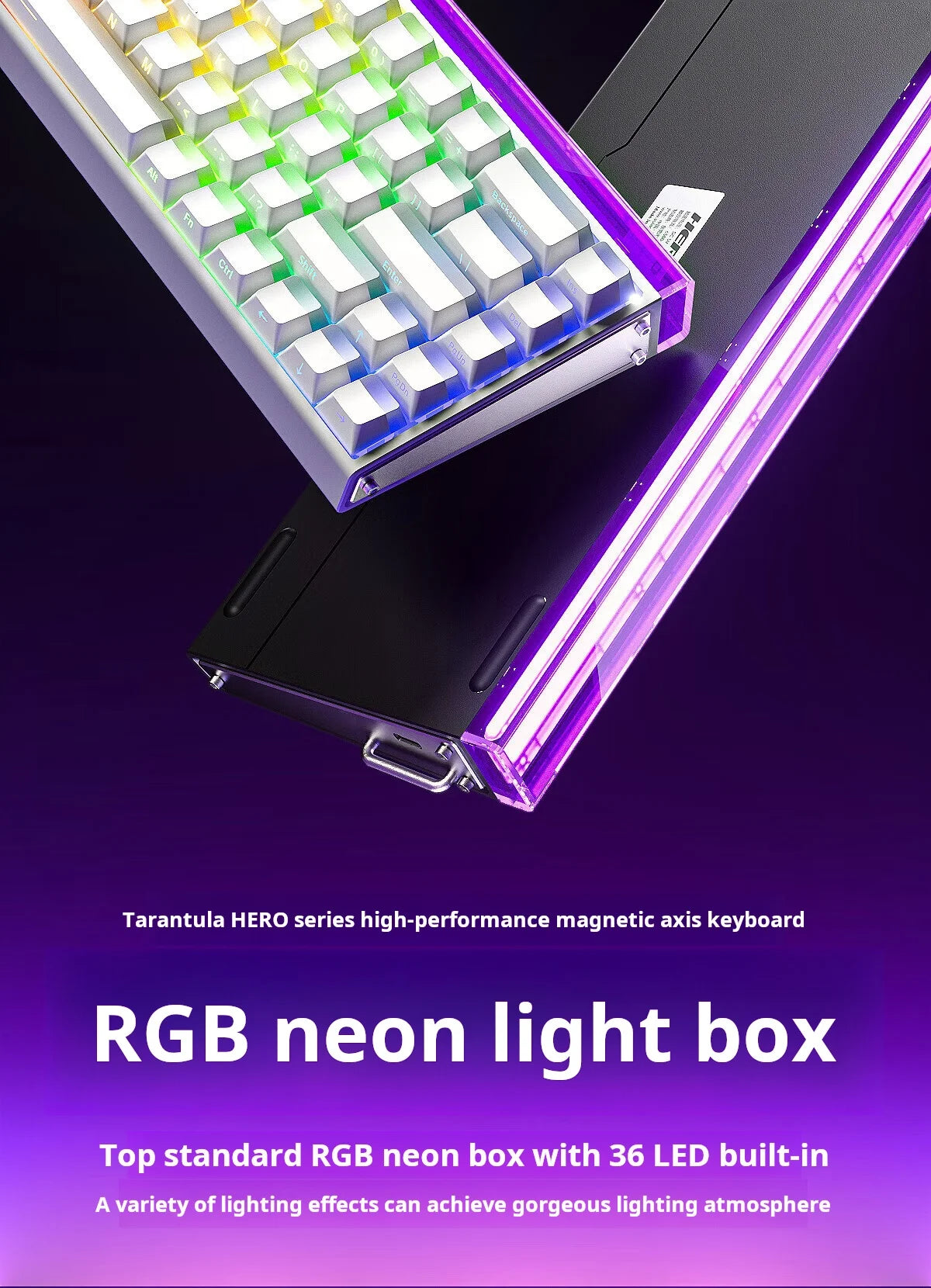Clavier à axe magnétique série Tarantula HERO avec boîte de lumière néon RGB