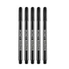 A set of six black money marker pens standing upright.