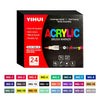 A box of YIHUI Acrylic Brush Markers featuring 24 colors and a free ink system.
