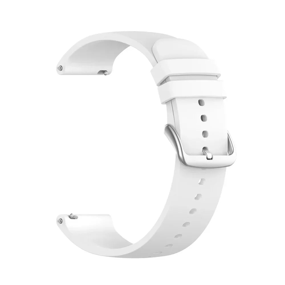 A white silicone watch band for a smartwatch, shown from the side.