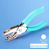 A pair of light blue metal pliers with a handle, showing a 6mm big round hole.