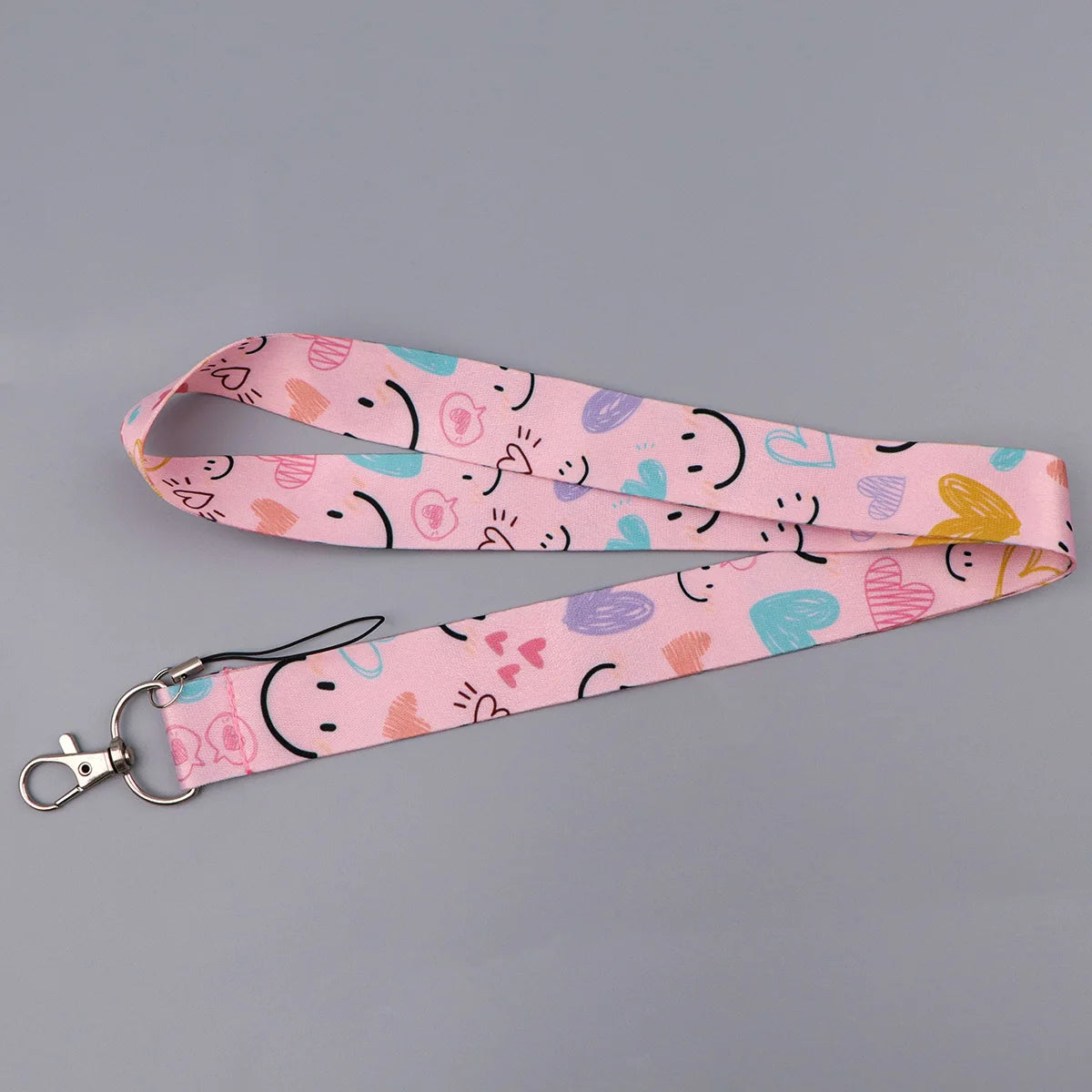 Pink and purple heart-shaped lanyard strap for badges and keys