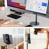 A portable monitor stand is shown next to a laptop and a tablet stand holder for mobile phones.