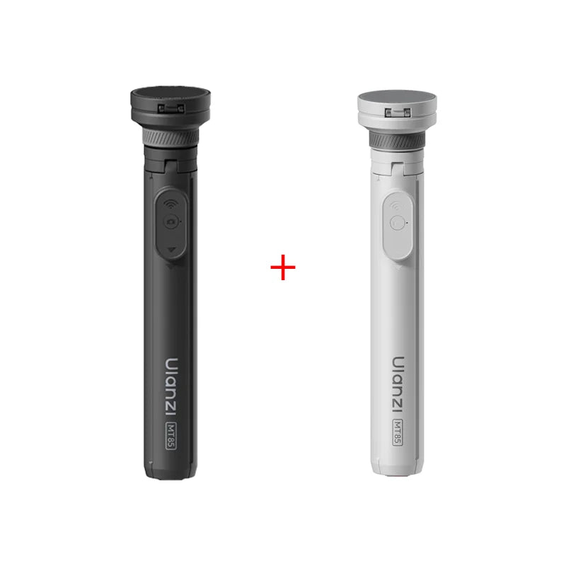 A black magnetic phone tripod with a wireless remote is shown in a vertical orientation.