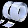 Roll of heavy duty clear double-sided gap tape with adhesive strips extending from the roll.