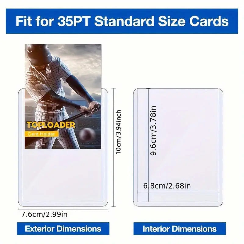 Soportes de tarjetas mostrando las dimensiones exteriores e interiores para tarjetas tamaño estándar de 35PT
