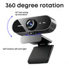 Schwarze 1080P FHD Webcam mit 360-Grad-Drehung und 90-Grad-Neigung