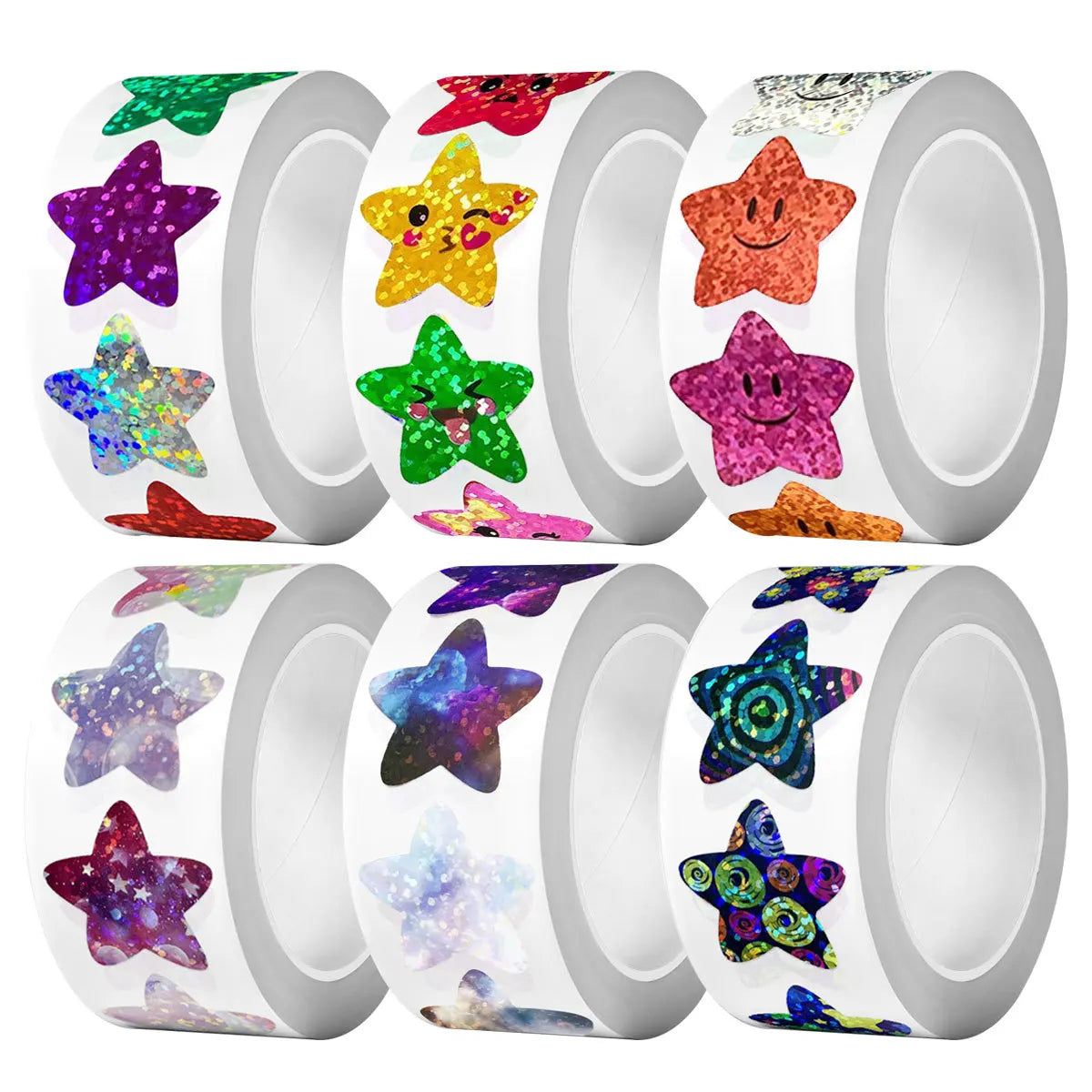 Spule mit Glitzersternstickern in verschiedenen Farben und Designs zum Basteln und Dekorieren