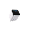 A white charging adapter for an iPhone 17 Pro Max, showing the charging indicator.