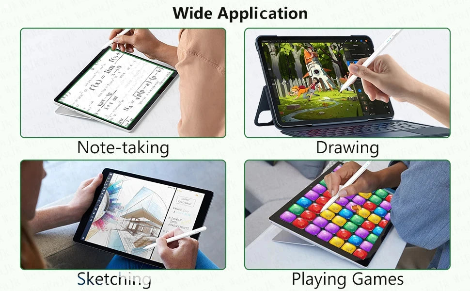 Demonstration of a precision stylus pen for various applications including note-taking, drawing, sketching, and playing games