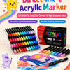 A set of Direct-Ink Acrylic Markers with 60 colors displayed in a clear plastic case for art practice