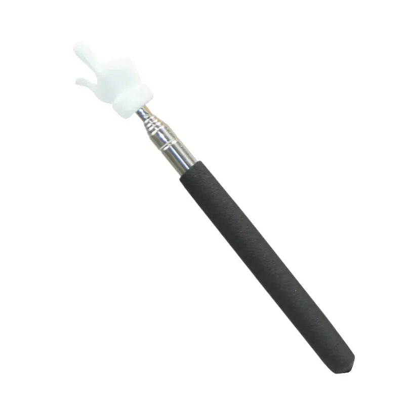 Stainless steel telescopic teaching pointer with a white tip and black handle