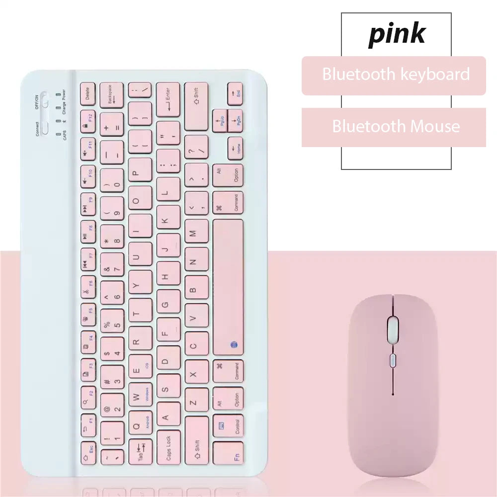 Rosa Bluetooth-Tastatur- und Maus-Kombination mit weiß-pinkem Design