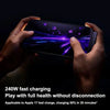 Hands hold a smartphone displaying a fast charging graphic, demonstrating 240W fast charging capability.