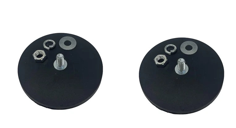 Black magnetic base mount bracket with various threaded and circular components.