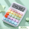 White 12-digit desktop calculator with mechanical keys showing the number 123456789012