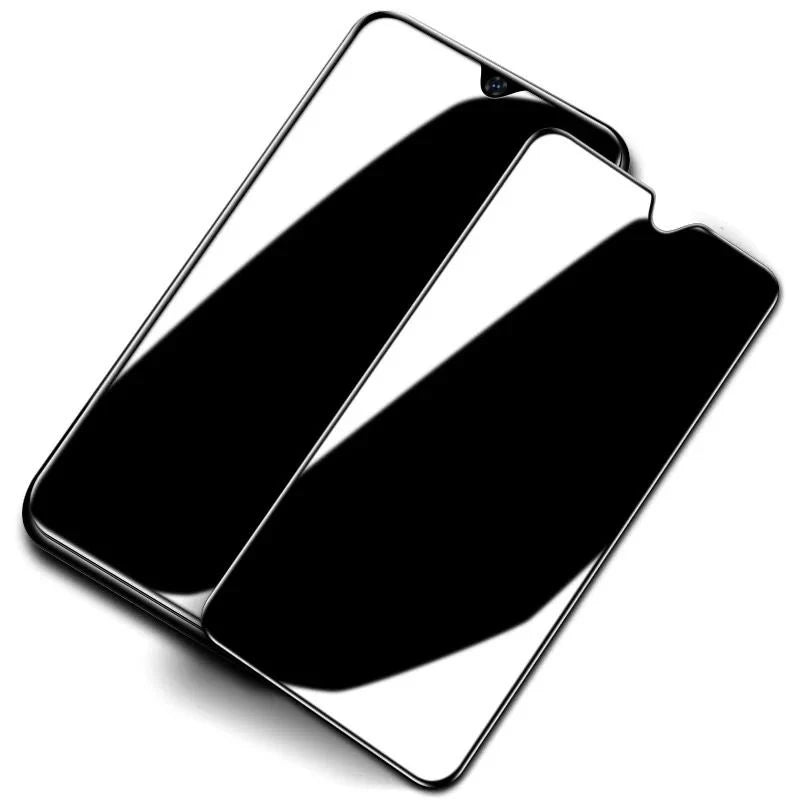 A black privacy tempered glass screen protector is shown on a smartphone.