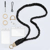 Black stretchy breakaway ID badge lanyard with a retractable reel and various accessories