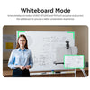 A woman stands in front of a whiteboard with a green box highlighting content, demonstrating the Whiteboard Mode feature.