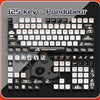 A close-up view of a black mechanical keyboard featuring 125 keypads with PandaBear themed keycaps.
