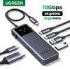 A UGREEN Uno USB-C hub with multiple connectors and cables shown next to performance specifications.