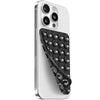 A white smartphone case featuring a black silicone suction cup mount with a double-sided grip.
