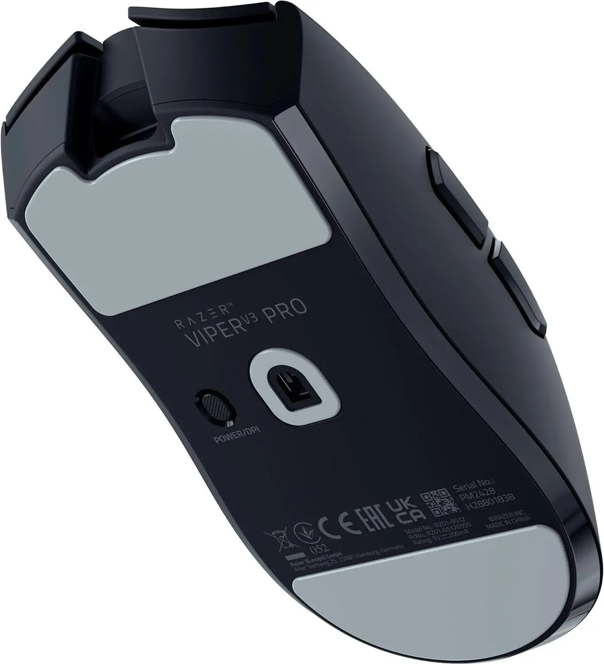 A black Razer Viper V3 Pro wireless gaming mouse shown from the top angle.