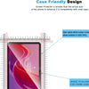 Diagram showing the fit of a screen protector on a phone, illustrating space for the protector and a phone case.