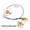 i-PEX4 to SMA cable with a 30cm black wire and connector details