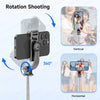 A versatile selfie stick tripod demonstrating vertical and horizontal rotation shooting capabilities.
