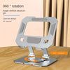 Support ajustable biquotidien argenté pour tablette et ordinateur portable avec rotation à 360 degrés.