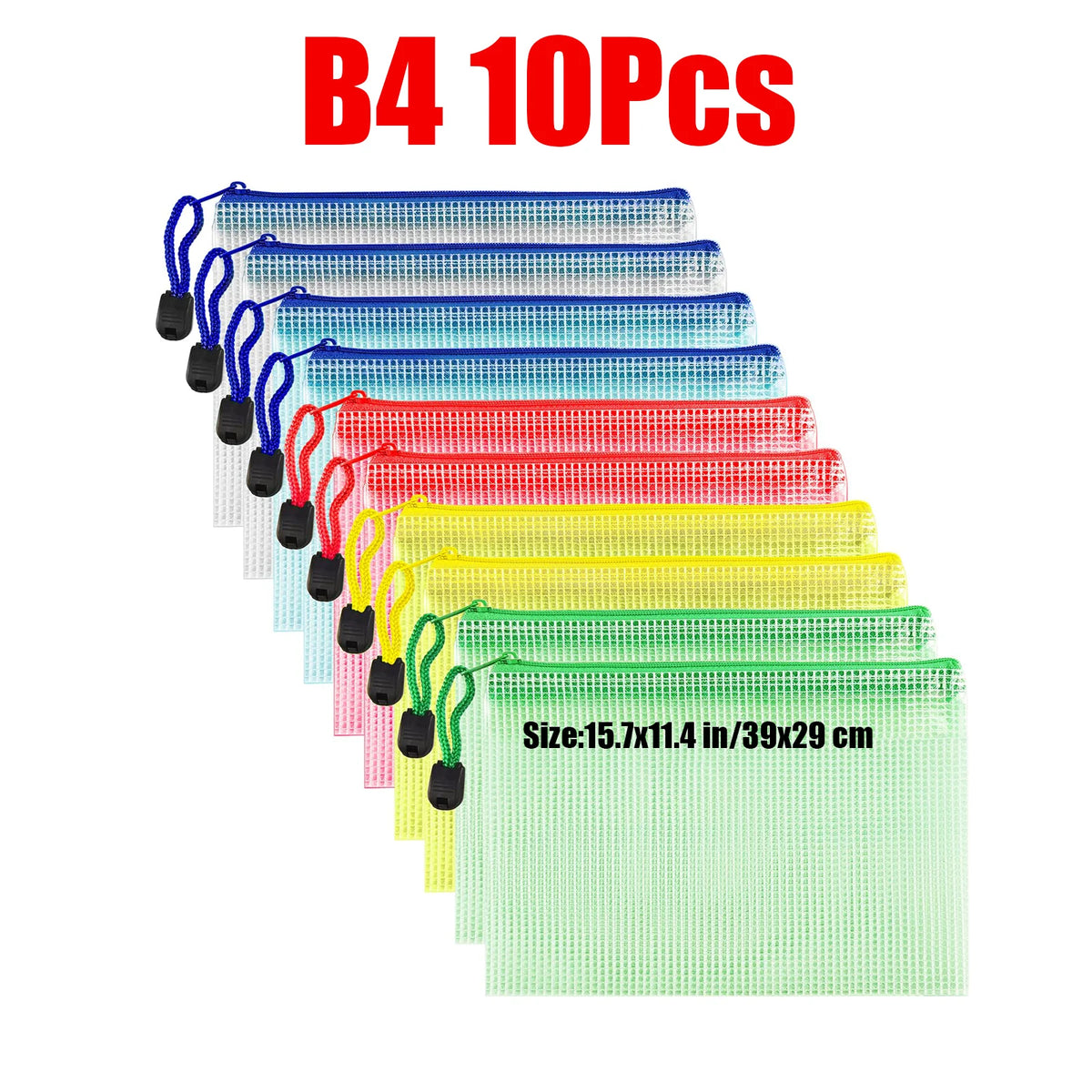 10 bolsitas organizadoras de documentos con cierre transparente B4 en varios colores