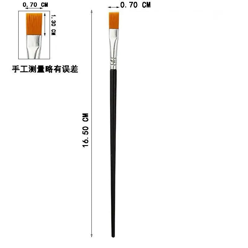A precision corner paint brush with a 1.30 cm handle and 0.70 cm bristles.