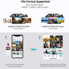 Un lector de tarjeta SD conectándose a un iPhone para descargar fotos y videos directamente.