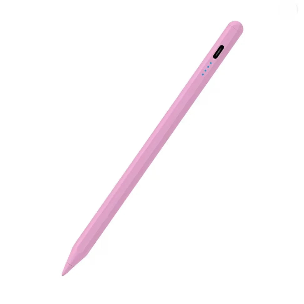 Un stylet capacitif rose de précision, présenté en diagonale sur un fond blanc.