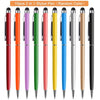 A set of ten precision universal touch stylus pens in various random colors displayed vertically.