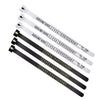 A set of reusable ring sizer measuring tools showing various finger sizes and measurements.