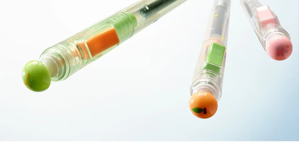 A set of color changing fidget pens showing various colors like green, orange, and pink inside clear tubes.