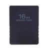 A black universal PS2 memory card with the text 16MB Memory Card printed on it.