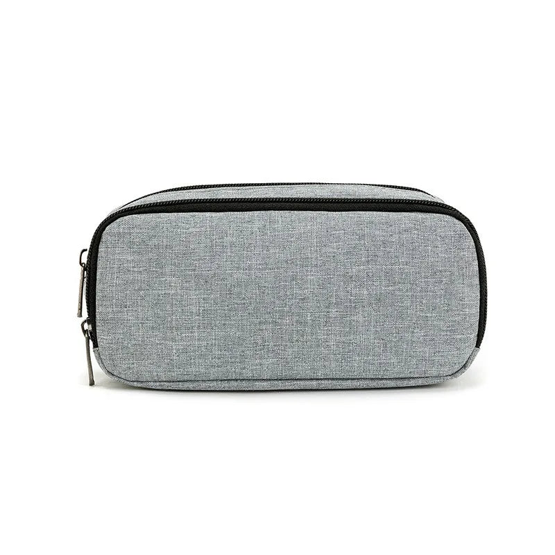 A gray aesthetic oxford pencil pouch designed for school and office use.