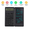 Calculatrice scientifique pliable noire et tablette d'écriture avec écran affichant une formule chimique